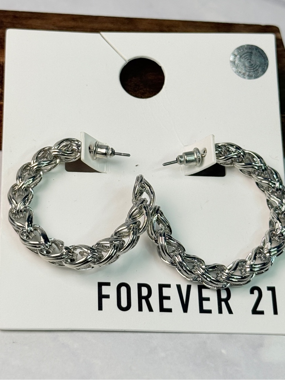 🚨3 for $15🚨 Forever 21 Silver Tone Braided Hoop Earrings